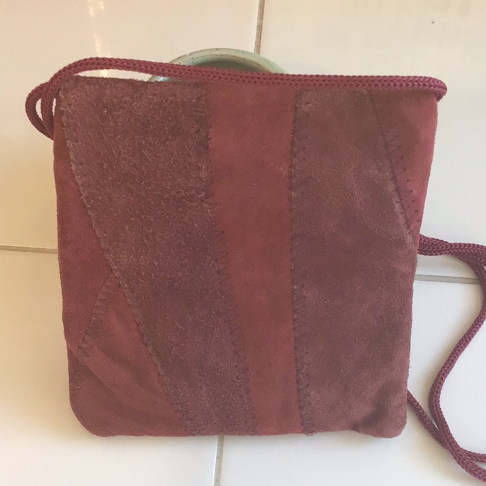 Suede Leather Patchwork Design Crossbody - image 3